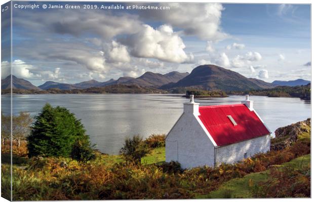 The Croft By The Loch Canvas Print by Jamie Green