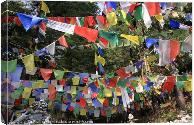 Vibrant Prayer Flags Fluttering in the Wind Canvas Print by Aidan Moran