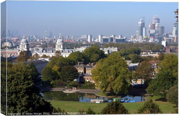 A View Of London From Greenwich Park  Canvas Print by Aidan Moran