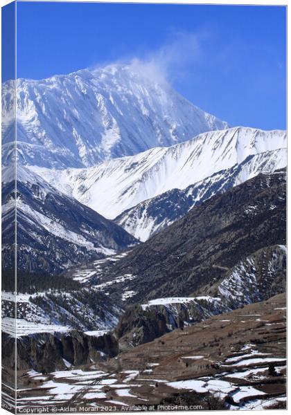 Snow Capped Peak, The Himalayas, Nepal  Canvas Print by Aidan Moran