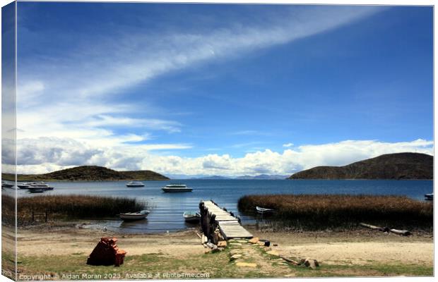 View of Lake Titicaca from the Island of the Sun Canvas Print by Aidan Moran