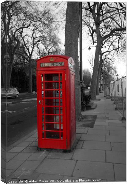 London Telephone Box  Canvas Print by Aidan Moran