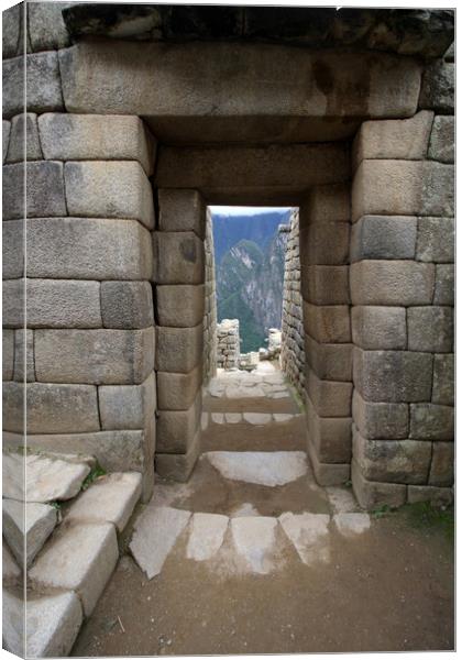 Trapezoidal Door At Machu Picchu, Peru  Canvas Print by Aidan Moran