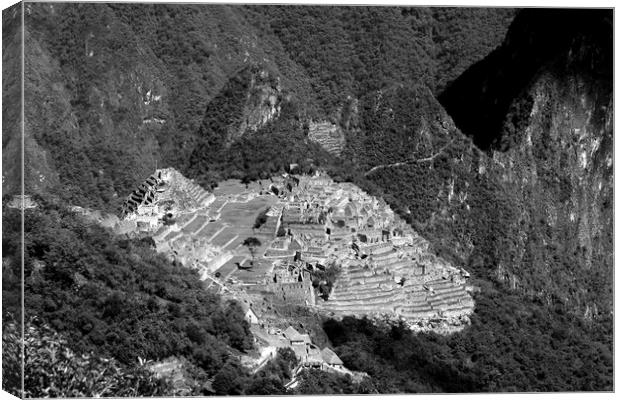 View Of Machu Picchu From The Inca Trail  Canvas Print by Aidan Moran