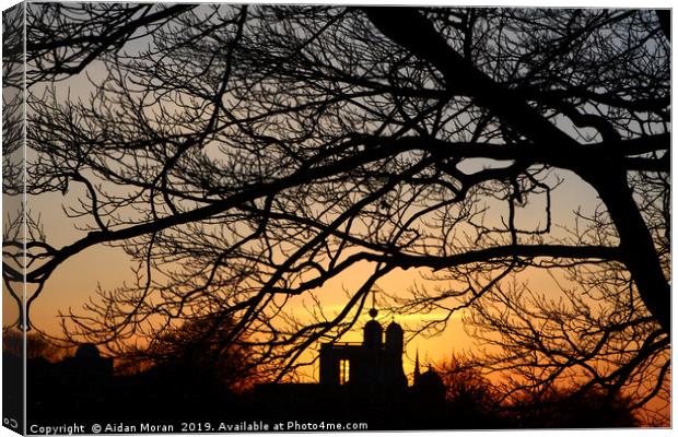 Mean Time Sunset at Greenwich Park   Canvas Print by Aidan Moran