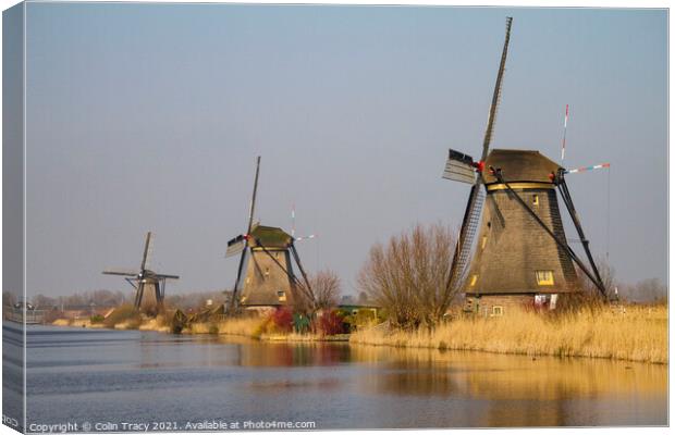 Windmills at Kinderdijk, Holland Canvas Print by Colin Tracy