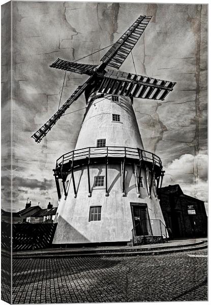  Windmill on Cracked Canvas Canvas Print by David McCulloch