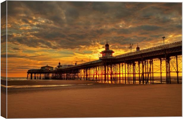 North Pier Sunset Canvas Print by David McCulloch