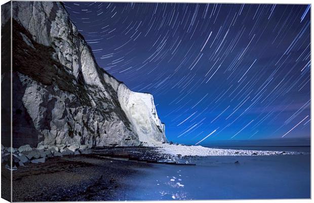 White Cliffs of Dover on a Starry Night Canvas Print by Ian Hufton