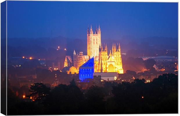  Canterbury Cathedral at Twilight Canvas Print by Ian Hufton