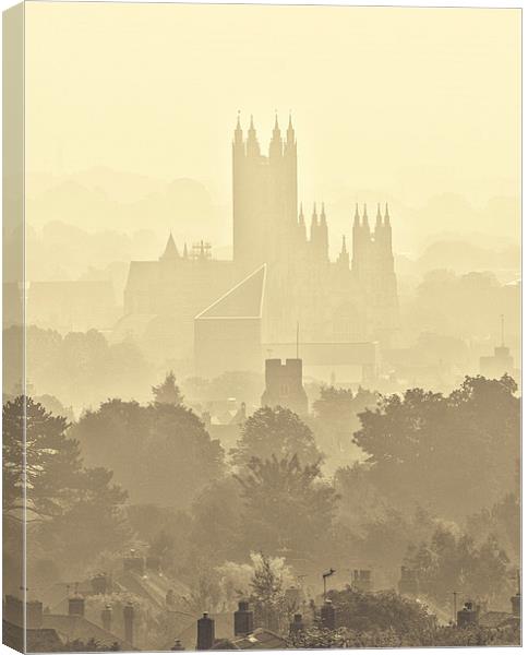  Canterbury Cathedral in the Mist Canvas Print by Ian Hufton