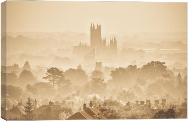 Canterbury Through The Mist Canvas Print by Ian Hufton