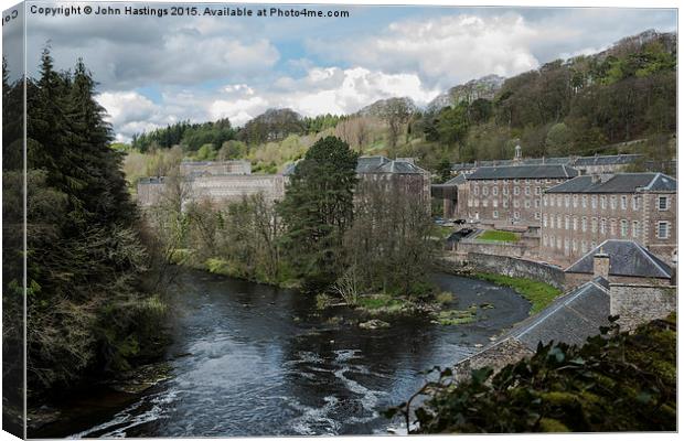  New Lanark and the River Clyde Canvas Print by John Hastings