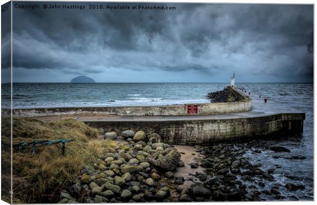 Storm Brewing Over Ailsa Craig Canvas Print by John Hastings