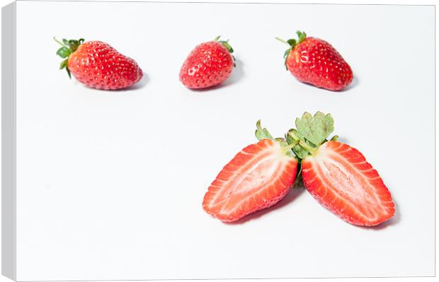 Four Strawberries ii Canvas Print by Helen Northcott