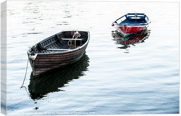 Two Moored Boats Canvas Print by Helen Northcott