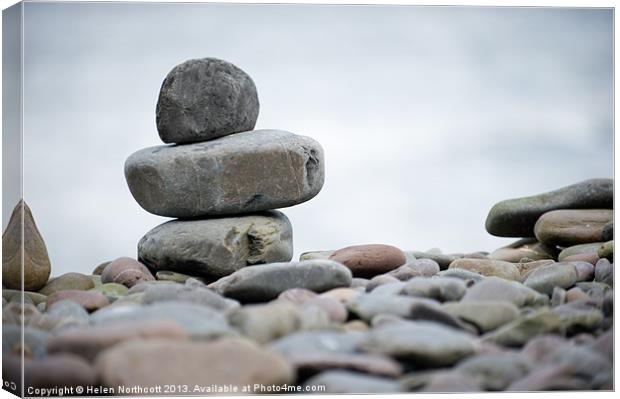 Pebble Stack Canvas Print by Helen Northcott