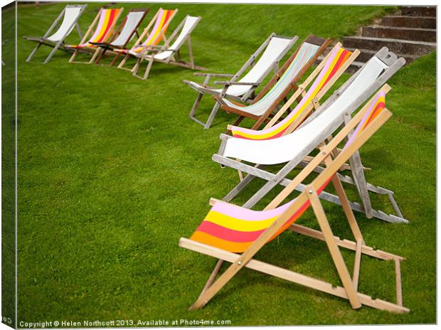Deck Chairs Canvas Print by Helen Northcott