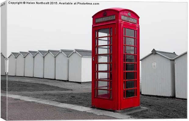 Telephone Box By the Sea i Canvas Print by Helen Northcott