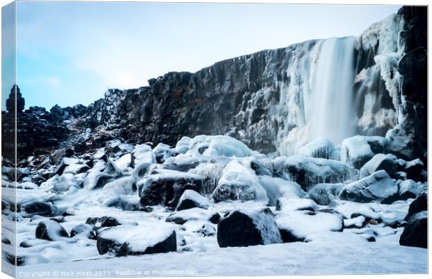 Frozen Waterfall Canvas Print by Nick Hirst