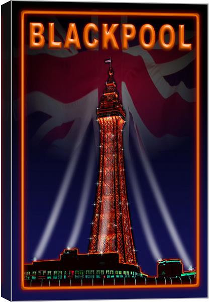 Blackpool Tower Orange Neon Canvas Print by Gary Barratt