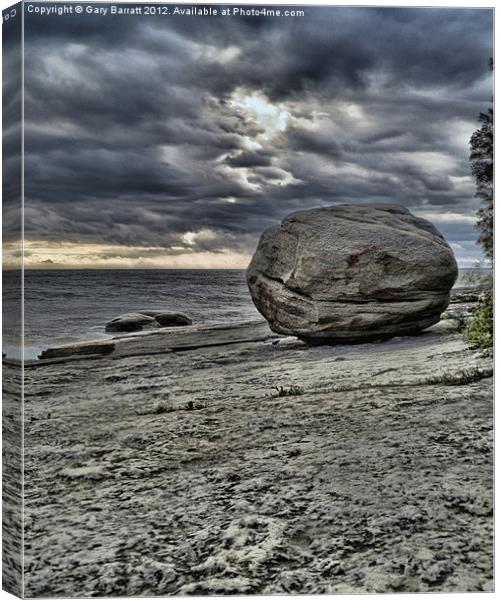 Ice Aged Boulder Canvas Print by Gary Barratt