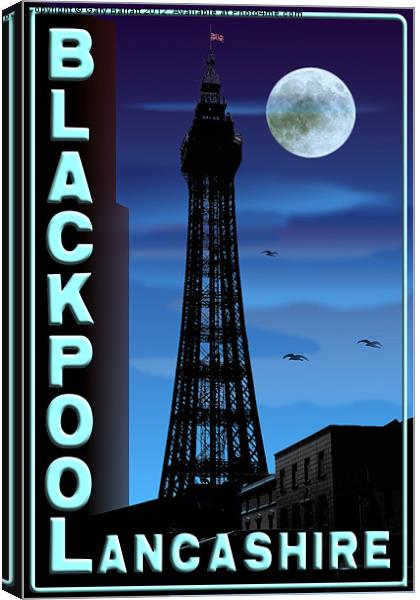 Blackpool In Blue Canvas Print by Gary Barratt