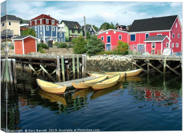 Dockside At Lunenburg Nova Scotia. Canvas Print by Gary Barratt