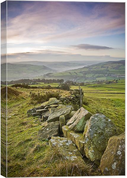 misty autumn valley Canvas Print by peter jeffreys
