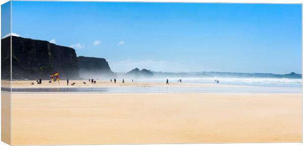 Watergate Bay, Cornwall Canvas Print by Maggie McCall