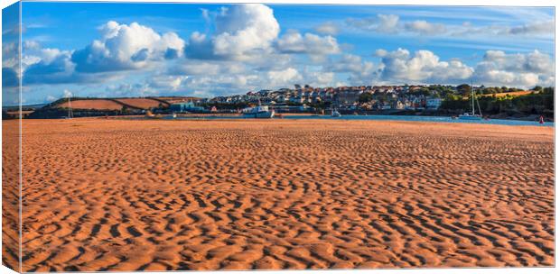 Padstow, across the Camel Estuary from Rock Beach Canvas Print by Maggie McCall