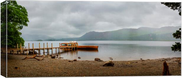 High Brandelhow Jetty and Launch, Derwent water, C Canvas Print by Maggie McCall