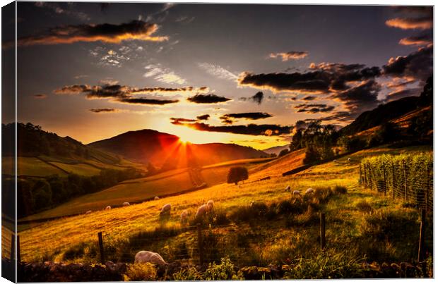 Longsleddale Valley Sunset, Cumbria Canvas Print by Maggie McCall