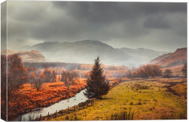 Autumn on the River Duddon, Lake district, Cumbria Canvas Print by Maggie McCall