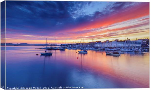 Sunset over Plymouth Sound, Devon Canvas Print by Maggie McCall