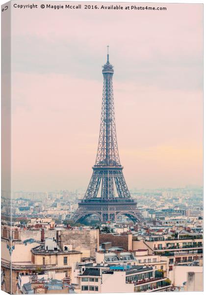 The Eiffel Tower at Sunset Canvas Print by Maggie McCall