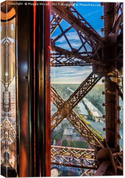 Descending In The Lift Of The Eiffel Tower, Paris, Canvas Print by Maggie McCall