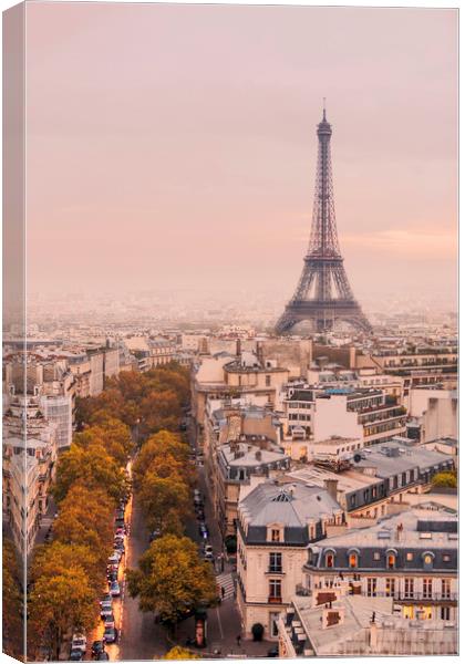 Autumnal Paris and the Eiffel Tower. Canvas Print by Maggie McCall