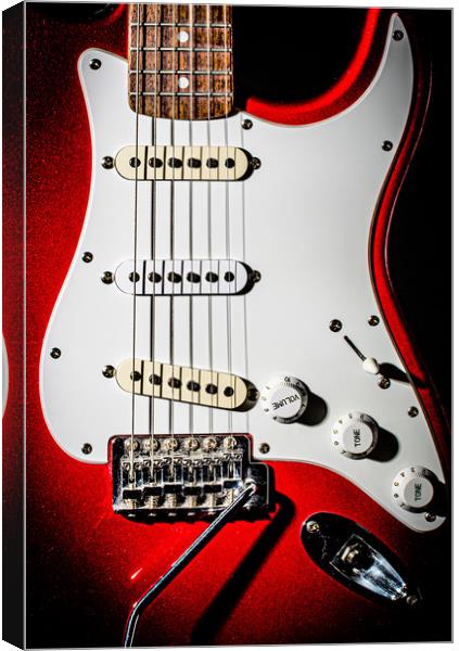 Red Electric Guitar Canvas Print by Maggie McCall