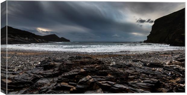 Crackington Haven, Cornwall, Panorma. Canvas Print by Maggie McCall