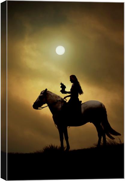 Horseback  Falconry Canvas Print by Maggie McCall