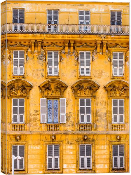 Old House Facade, Nice, France. Canvas Print by Maggie McCall