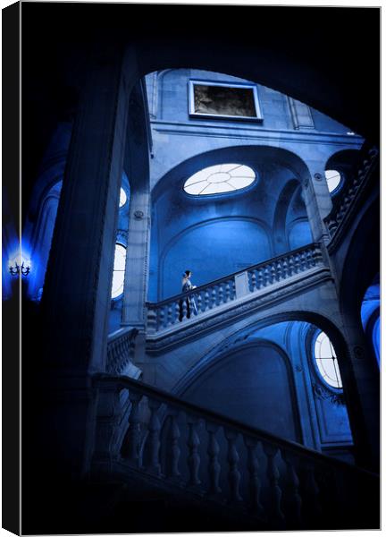 Blue Marble Halls of the Louvre Canvas Print by Maggie McCall