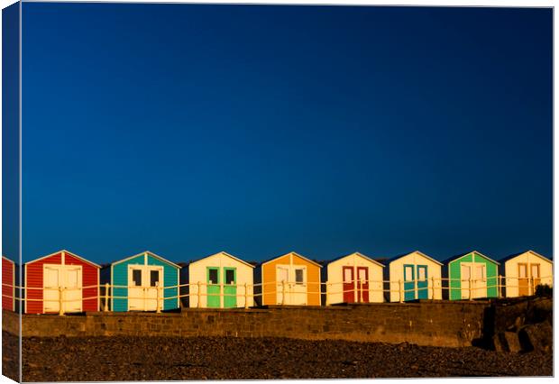 Beach Huts Summerleaze Beach, Bude, Cornwall Canvas Print by Maggie McCall