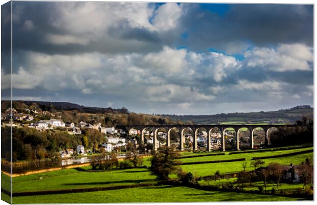 Calstock and Viaduct Canvas Print by Maggie McCall