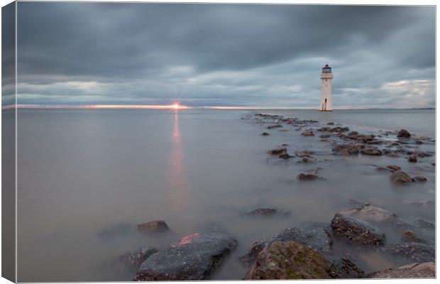 SUNSET AT PERCH ROCK LIGHTHOUSE Canvas Print by raymond mcbride