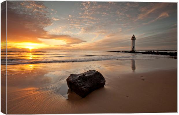 SUNSET AT THE ROCK ( New Brighton ) Canvas Print by raymond mcbride