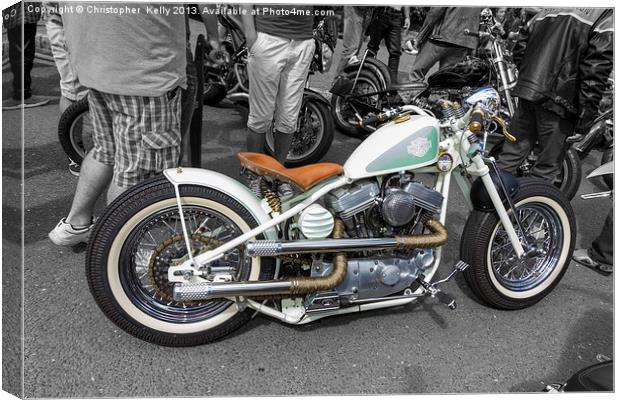 White Harley Custom Canvas Print by Christopher Kelly