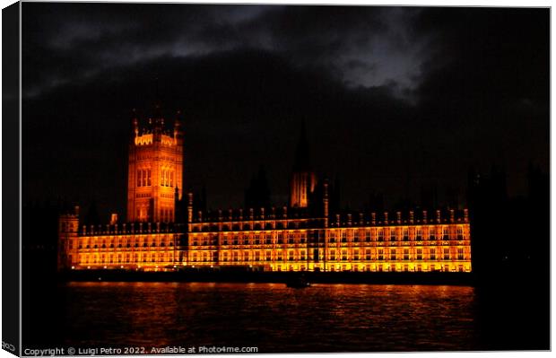 The Palace of Westminster at night, London, United Kingdom, Canvas Print by Luigi Petro