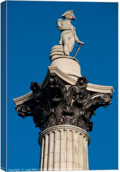 Low angle view of Nelson Column , London, UK. Canvas Print by Luigi Petro